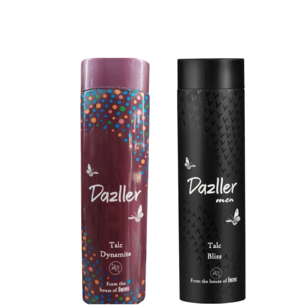 Dazller Unisex Talcum Powder Bliss & Aura with Smooth Texture, Long-lasting Freshness -300gm Each