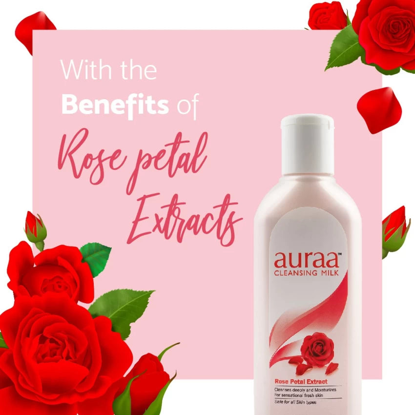 Buy Online Auraa Cleansing Milk Rose Petal Extract - 200ml  at best prize in India