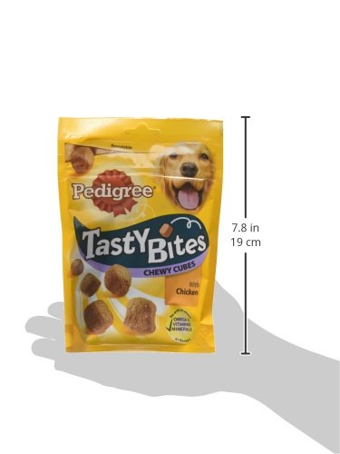 Pedigree Tasty Minis Cubes Adult Dog Treat - Chicken & Duck Flavour Chunks, 130g Pack (Pack of 8), Lip-smacking Rewards for Your Beloved Dog