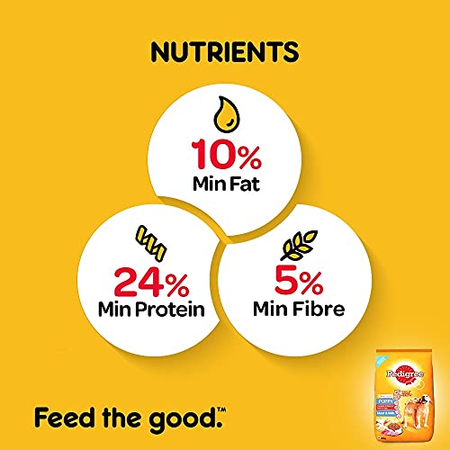 Pedigree Puppy Dry Dog Food - Meat & Milk Flavor, 20 + 2 kg Free, Complete Nutrition for All Puppy Breeds, Buy Now for Premium Puppy Care.