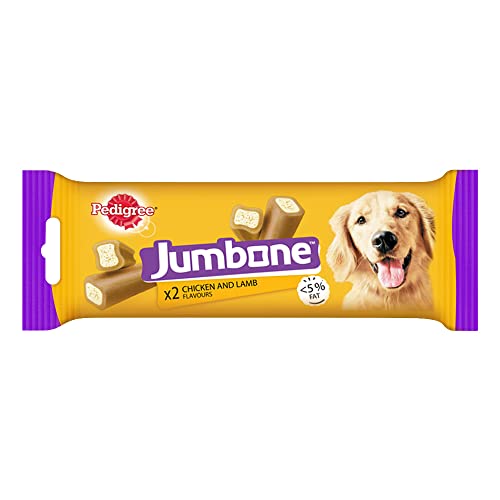 Pedigree Jumbone Dog Treat – Chicken & Lamb Flavour, 180g (Pack of 2): Double Delight Crunchy Chew for Canine Joy