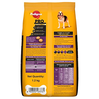 Pedigree PRO Small Breed Adult Dry Dog Food - 1.2 kg Pack, Designed for Dogs 18 Months and Older
