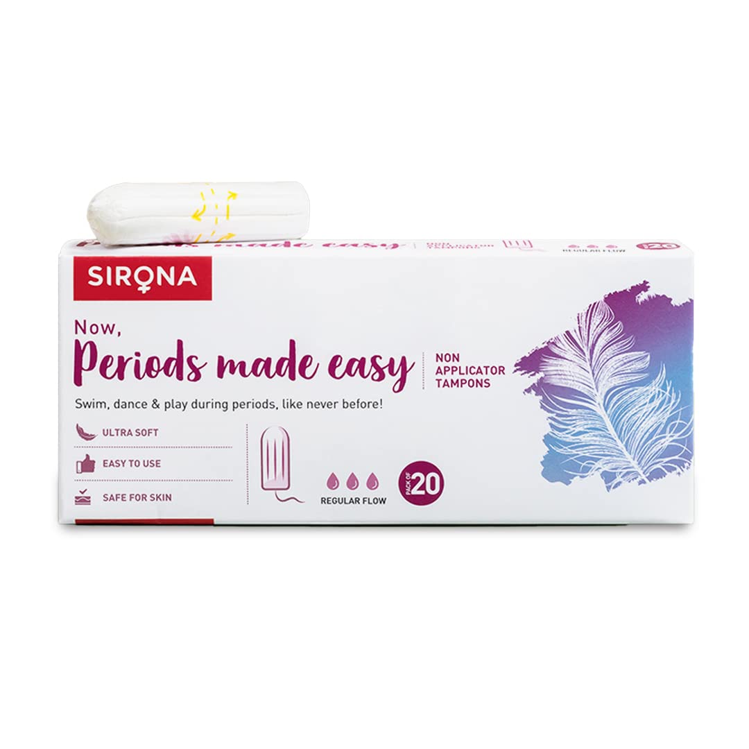 SIRONA Periods Made Easy Non Applicator Tampons for Regular Flow (1 Box of 20 tampons )