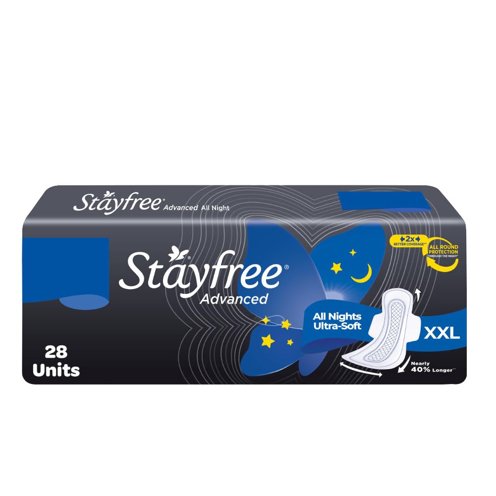 Stayfree Advanced Extra Large All Night Soft Cover Sanitary Pads For Women - 28 Pads