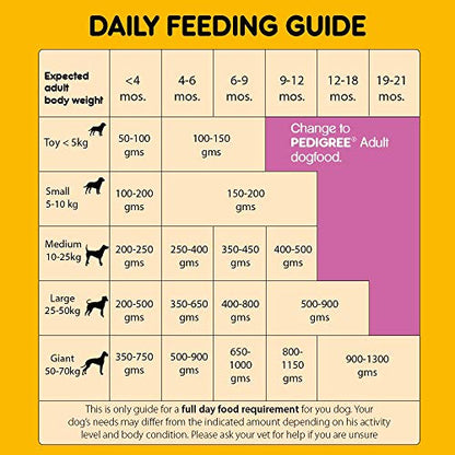 Pedigree Puppy Dry Dog Food - Chicken & Milk Flavor, 20kg Packaging