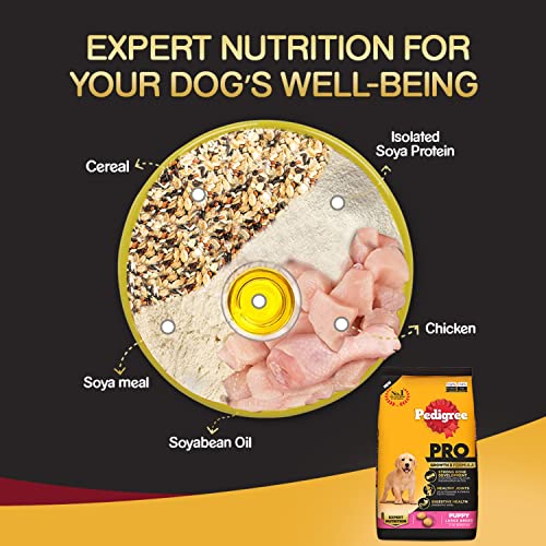 Pedigree PRO Large Breed Puppy Dry Dog Food - 3kg Pack, for Puppies aged 3 to 18 Months