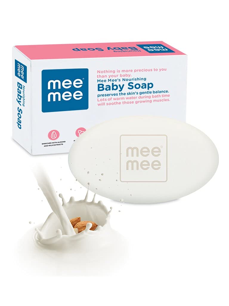 Mee Mee Nourishing 100% Natural Baby Soap with Amond Oil & Milk Extract - 75gm - (Pack of 3)