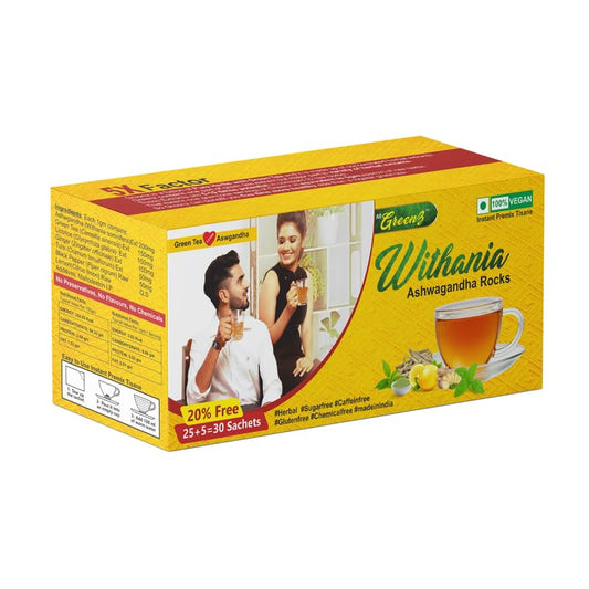 AllGreenz Lemon Green Tea With Ashwgandha, Vigor & Vitality, AllGreenz Withania - 30 Sachet  [Product Information & Review]