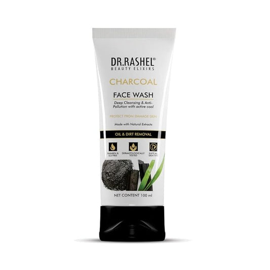 DR.RASHEL Charcoal Face Wash Deep Cleansing & Anti-Polltion with Active Cool with No Parabens -100 ml