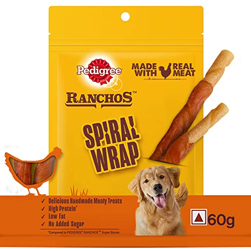 Pedigree RANCHOS Spiral Wrap - 60g, Irresistible Dog Treat for a Flavorful Snacking Experience