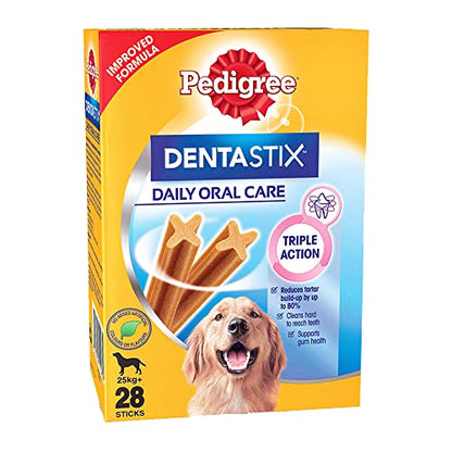 Pedigree Dentastix for Large Breeds (25kg+), 1.08kg Monthly Pack - 28 Dental Sticks, Ensuring Optimal Oral Care