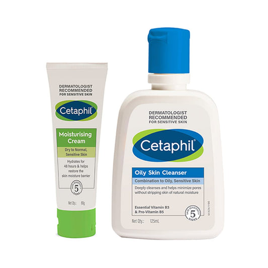 Cetaphil Oily Skin Cleansing & Moisturizing Combo - Gentle Skin Cleanser 125 ml and Moisturising Cream 80g  [Product Information & Review]