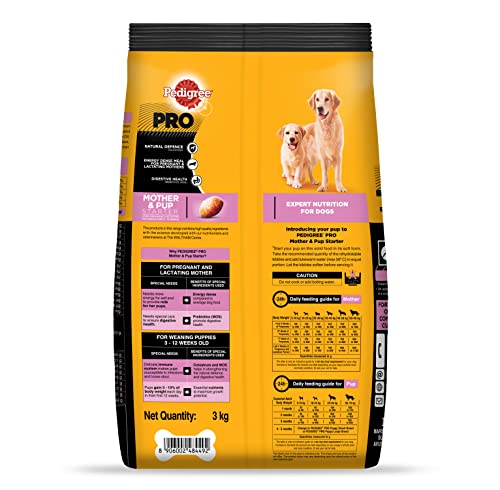 Pedigree PRO Chicken Flavor Puppy Food Starter - 3kg Pack, for Nursing Moms & Pups (3-12 Weeks)