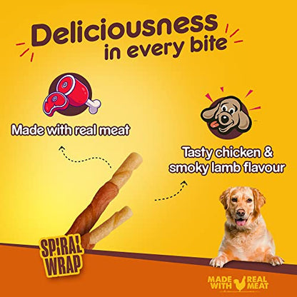 Pedigree RANCHOS Spiral Wrap - 60g, Irresistible Dog Treat for a Flavorful Snacking Experience
