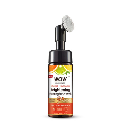 WOW Skin Science Brightening Vitamin C Foaming Face Wash with Built-In Face Brush - 150ml