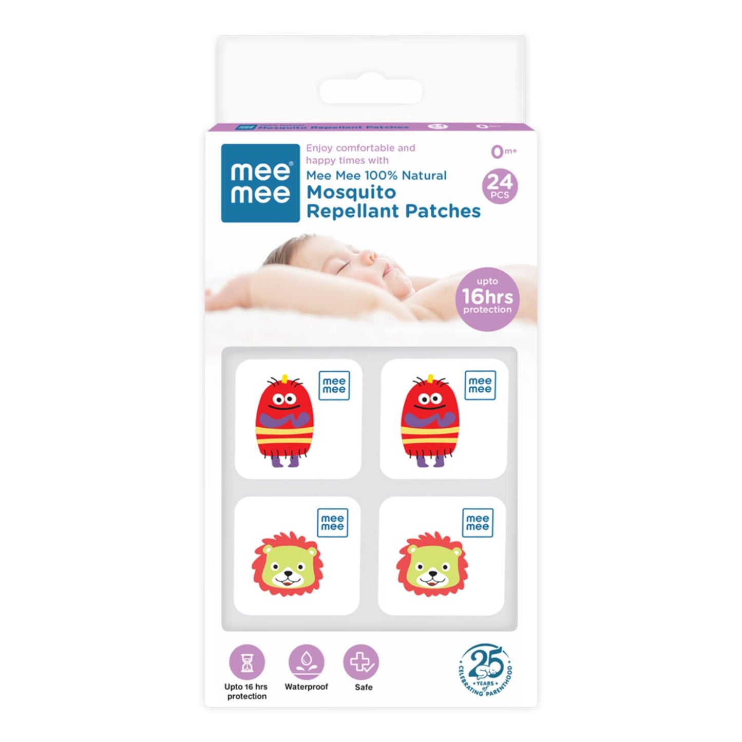 Mee Mee 100% Natural Mosquito Waterproof Repellant Patches, upto 16 Hour Protection for 0+ Baby and Kids - 24 pcs