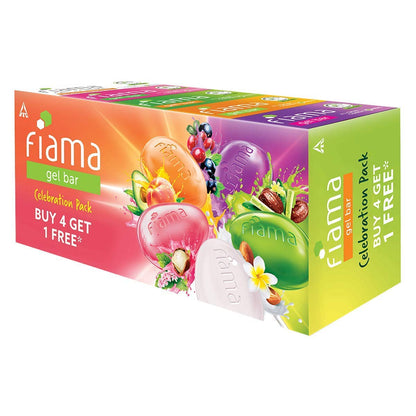 Fiama Gel Bar Celebration Pack : 5 Luxurious Variants with Unique Ingredients Soap - 125gm (Buy 4 Get 1 Free)