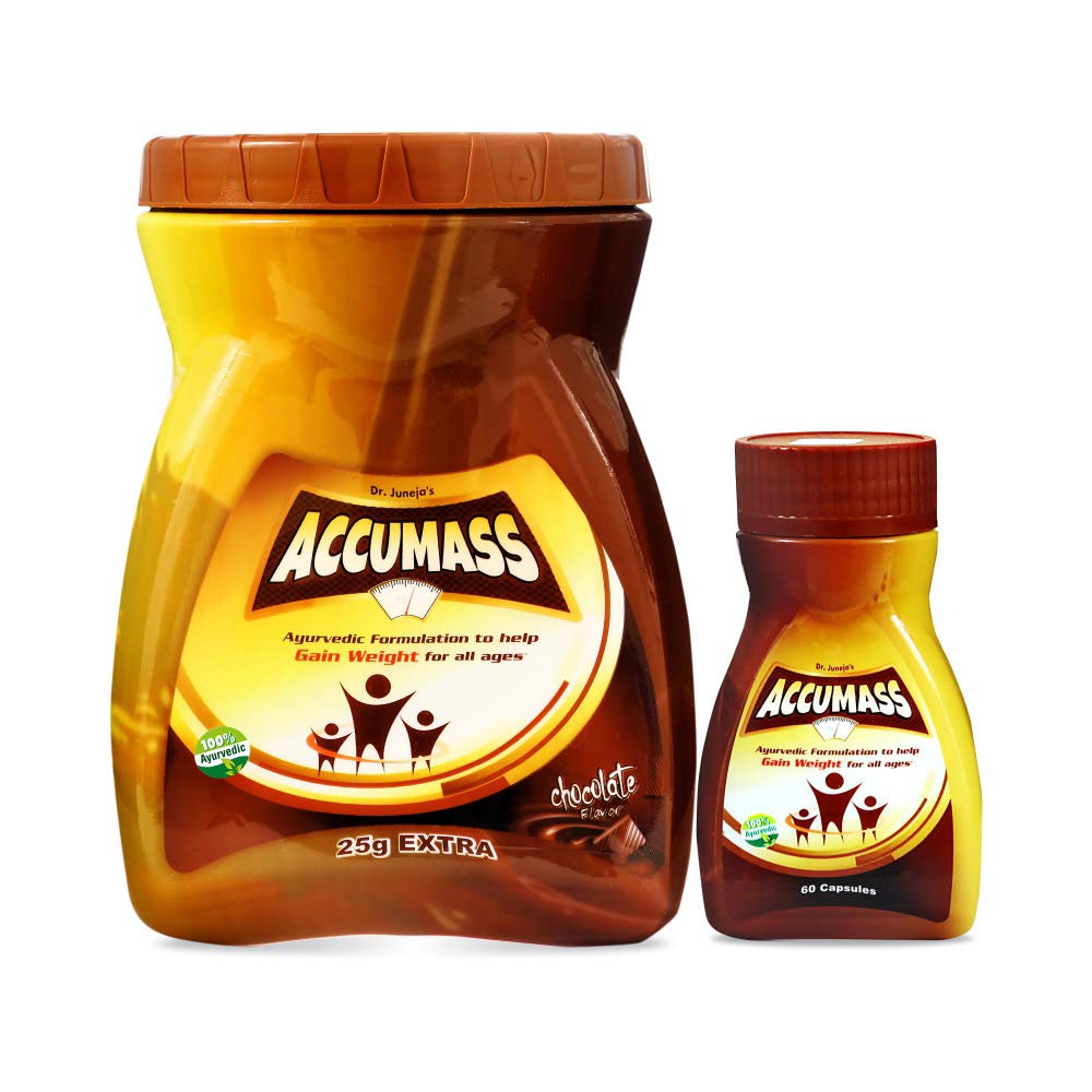 Medicine Name - Accumass Combo of Accumass Weight Gain Granules 525gm &amp; Capsule 60-1It contains - Weight Gain Supplement Its packaging is -1 Kit in a box