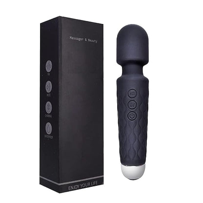 Rechargeable Full Body Massager for Women & Men – Wireless Handheld Massager with Medical Grade Silicone, 8 Speeds, 20 Modes (Black)