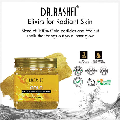 DR.RASHE nL Gold Gel Face & Body Scrub For Men and Women - 380ml