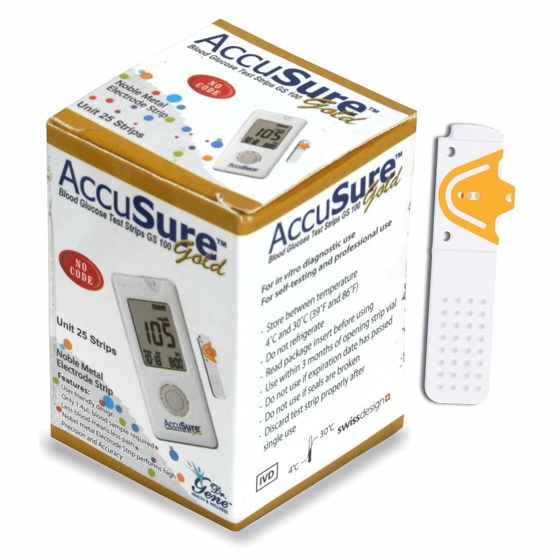 Medicine Name - Accusure Gold Blood Glucose Meter With 25 Test Strips- 1It contains - Glucometer Its packaging is -1 Device in a box