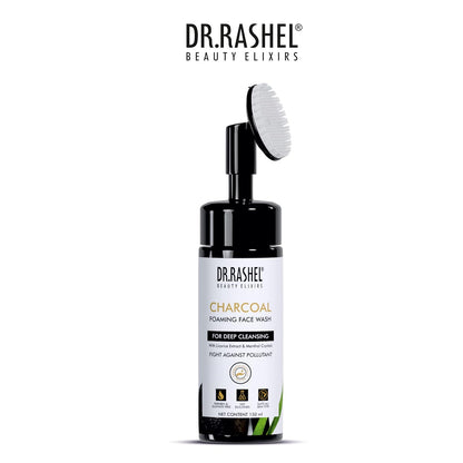 Dr.Rashel Charcoal Foaming Face Wash For Deep Cleansing With Licorice Extract & Menthol Crystals For Fight Against Pollutant -150ml