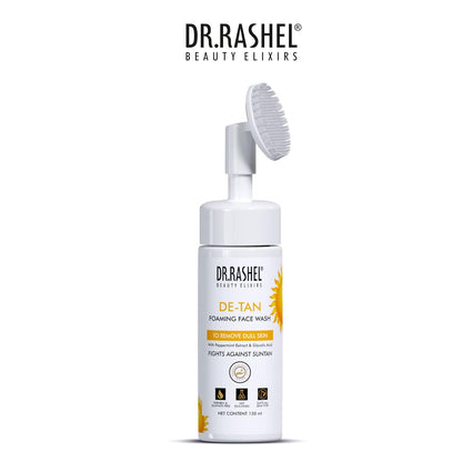 Dr.Rashel De-Tan Foaming Face Wash To Remove Dull Skin With Peppermint Extract & Glycolic For Fights Against Suntan -150ml