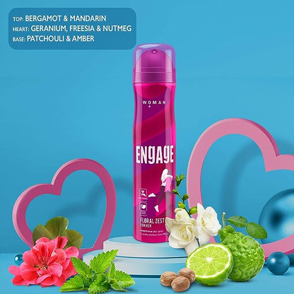 Engage Floral Zest Deodorant for Women, Citrus and Floral-150ml