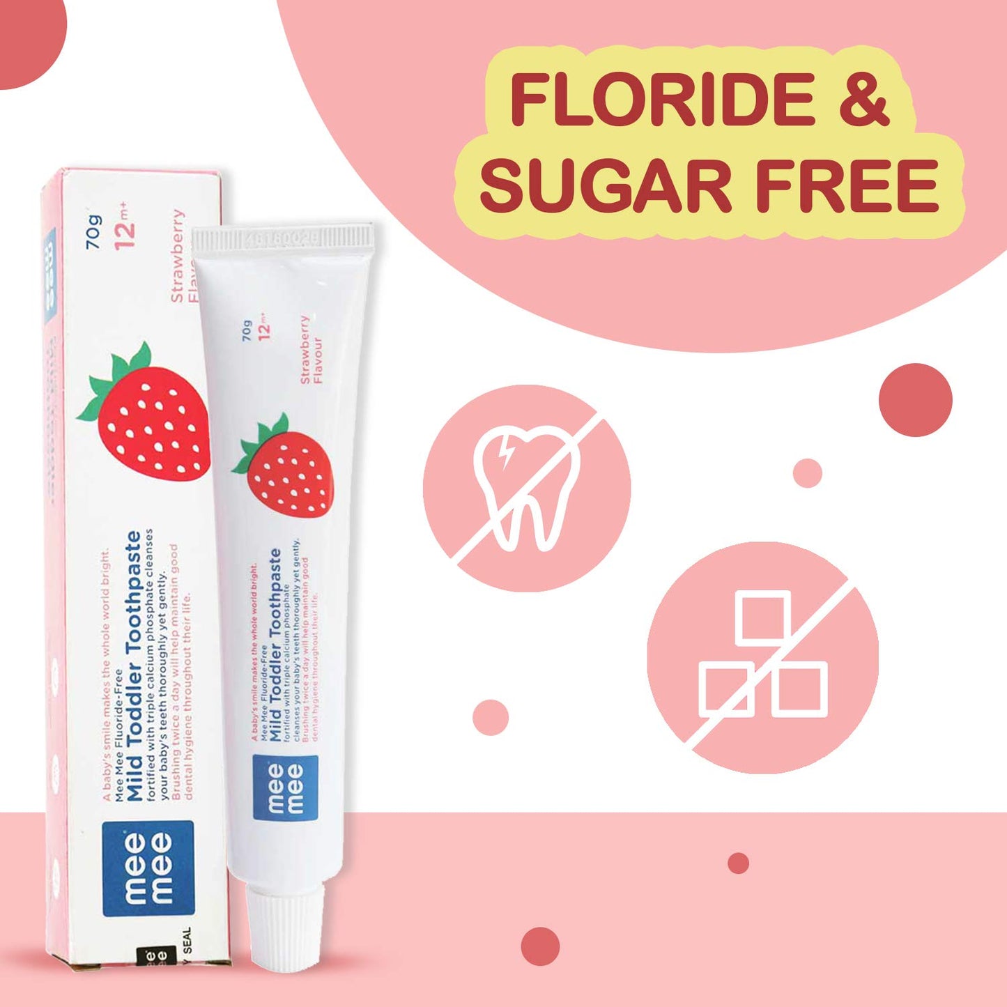 Mee Mee Fluoride-Free Strawberry Flavor Toothpaste - 70 Gram