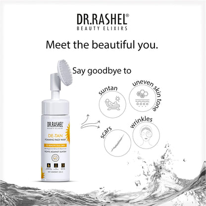 Dr.Rashel De-Tan Foaming Face Wash To Remove Dull Skin With Peppermint Extract & Glycolic For Fights Against Suntan -150ml