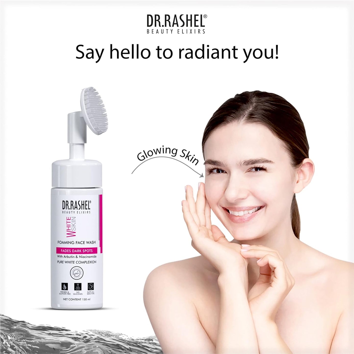 Dr.Rashel White Skin Foaming Face Wash For Fades Dark Spots With With Arbutin & Niacinamide For Pure White Complexion -150ml