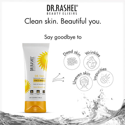 Dr. Rashel De-Tan Face Wash-Deep Cleansing and Skin Brightening with Natural Extracts & Fruits - For Oily & Dry Skin (100 ML)