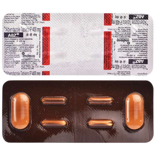 Medicine Name - Abz 400 Mg Tablet- 10It contains - Albendazole (400Mg) Its packaging is -10 Tablet in a strip