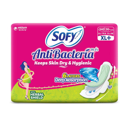 Sofy Antibacteria Sanitary Pads (Super XL Plus) - Pack of 30