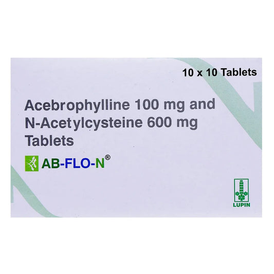 Medicine Name - Ab-Flo-N Tablet- 10It contains - Acebrophylline (100Mg) + Acetylcysteine (600Mg) Its packaging is -10 Tablet in a strip