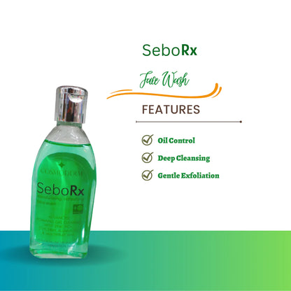 Sebo Rx Face Wash by Cosmoderm India - For Acne and Excess Oil on Skin 100ml Each-Pack of 2
