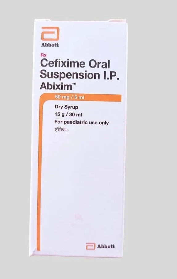 Medicine Name - Abixim 50Mg Dry SyrupIt contains - Cefixime (50Mg/5Ml) Its packaging is -30ml Dry Syrup in a bottle