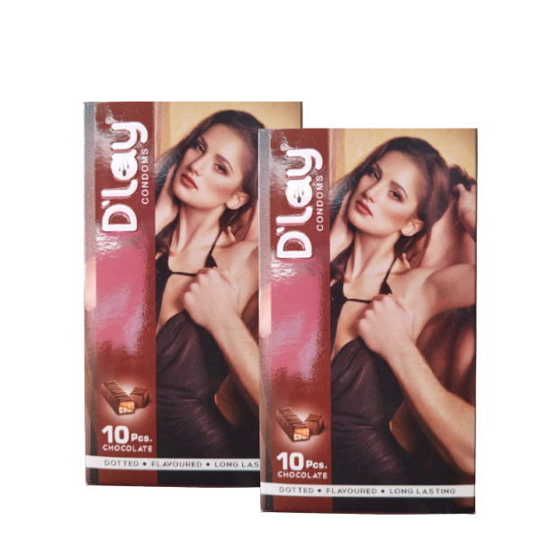 D'lay Dotted Flavored Condoms for Long-Lasting Pleasure Chocolate - 10 pcs Each (Combo Pack)