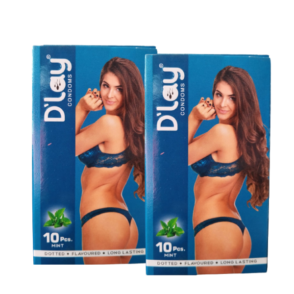 D'lay Dotted Flavored Condoms for Long-Lasting Pleasure Mint - 10 pcs Each (Combo Pack)