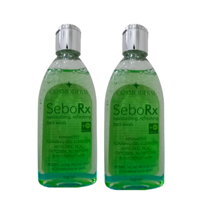 Sebo Rx Face Wash by Cosmoderm India - For Acne and Excess Oil on Skin 100ml Each-Pack of 2