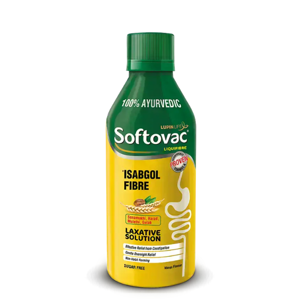 Softovac Liquifibre 100% Ayurvedic Laxative Solution Sugar Free-225ml (Pack of 2)