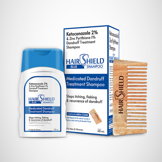 Hairshield Blue Anti Dandruff Shampoo with Free Neem Wood Comb- 110ml