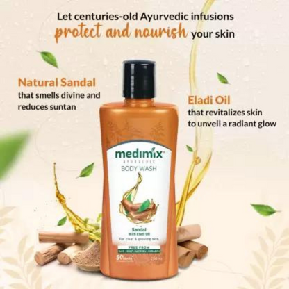 buy online Medimix Sandal Body Wash with Eladi Oil Glowing Skin - 300ml at the best price in india