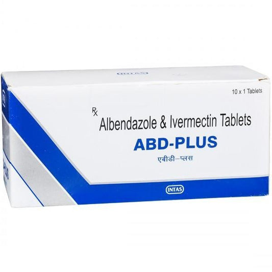 Medicine Name - Abd Plus Tablet- 1It contains - Ivermectin (6Mg) + Albendazole (400Mg) Its packaging is -1 Tablet in a strip