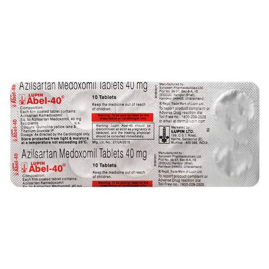 Medicine Name - Abel 40 Tablet- 10It contains - Azilsartan Medoxomil (40Mg) Its packaging is -10 Tablet in a strip