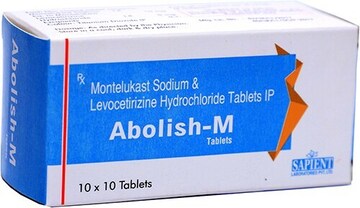 Medicine Name - Abolish M Tablet- 10It contains - Levocetirizine (5Mg) + Montelukast (10Mg) Its packaging is -10 Tablet in a strip