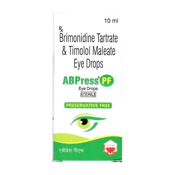 Medicine Name - Abpress Eye Drop Pf- 10MlIt contains - Timolol (0.5% W/V) + Brimonidine (0.15% W/V) Its packaging is -10ml Eye Drop in a bottle