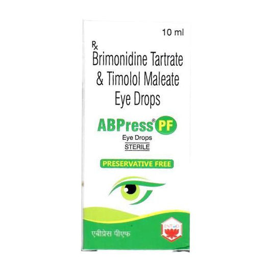 Medicine Name - Abpress Eye Drop Pf- 10MlIt contains - Timolol (0.5% W/V) + Brimonidine (0.15% W/V) Its packaging is -10ml Eye Drop in a bottle