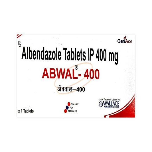 Medicine Name - Abwal 400Mg Tablet- 1It contains - Albendazole (400Mg) Its packaging is -1 Tablet in a strip