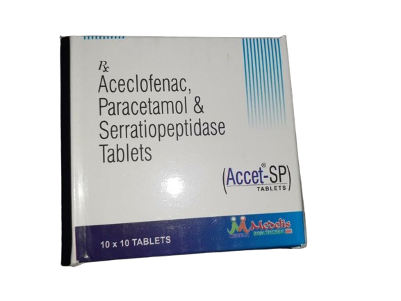 Medicine Name - Accet 100Mg/325Mg Tablet- 10It contains - Aceclofenac (100Mg) + Paracetamol (325Mg) Its packaging is -10 Tablet in a strip